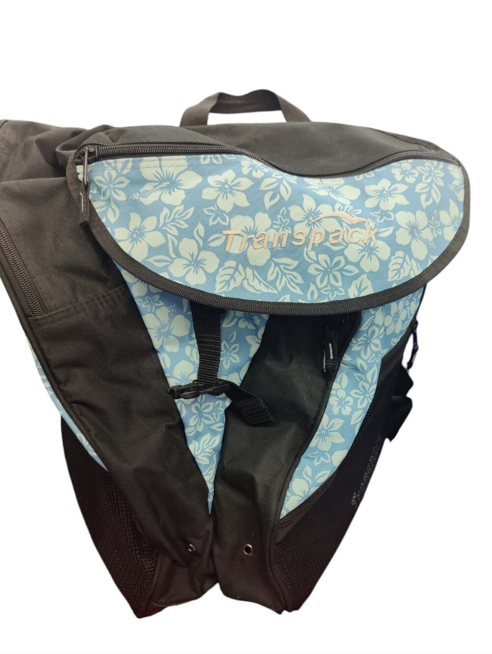 Transpack Blue Floral Skate Backpack with Black Sides